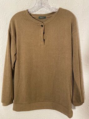 Men's Long Sleeve Henley Sweater - Brown Size Medium comfort campfire ready